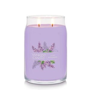 Yankee Candle Lilac Blossoms Scented, Signature 20oz Large Jar 2-Wick Candle, Over 60 Hours of Burn Time