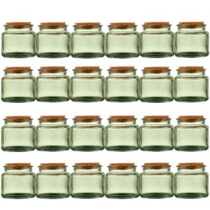 danmu 24 pack 100ml small glass bottles,mini glass jars,candle jars for making candles, 3.4oz glass bottles with cork, candle jars (green)
