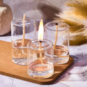 Sumind 3 Pieces Clear Empty Glass Candle Jars Refillable Oil Candle Containers Oil Candle Vessels Liquid Candleholders, 3 Sizes, Cotton Wick and Holder Included