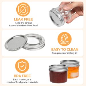 ComSaf Mini Mason Jars 4oz - 8 Pack, Regular Mouth Mason Jar with Lids and Seal Bands, Small Glass Canning Jar for Spice, Jam, Honey, Jelly, Dessert, Shower Wedding Favors, DIY Candles Decor