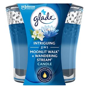 glade candle jar, air freshener, 2in1, moonlit walk & wandering stream, 3.4 oz