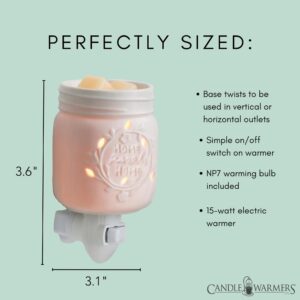 CANDLE WARMERS ETC Pluggable Fragrance Warmer- Decorative Plug-in for Warming Scented Candle Wax Melts and Tarts or Fragrance Oils, Mason Jar White Porcelain