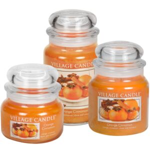 Village Candle Orange Cinnamon 11 oz Glass Jar Scented Candle, Small