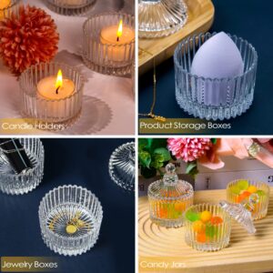 16 Piece Votive Candle Holders with Lids, Tealight Candle Holders in bulk, Glass Small Candle Holders for Table Centerpiece, Wedding, Home Decor (2.68'' x 1.65'', Clear)