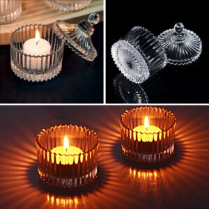 16 Piece Votive Candle Holders with Lids, Tealight Candle Holders in bulk, Glass Small Candle Holders for Table Centerpiece, Wedding, Home Decor (2.68'' x 1.65'', Clear)