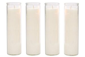 brilux classic white candles in glass, set of 4, 8-inches tall