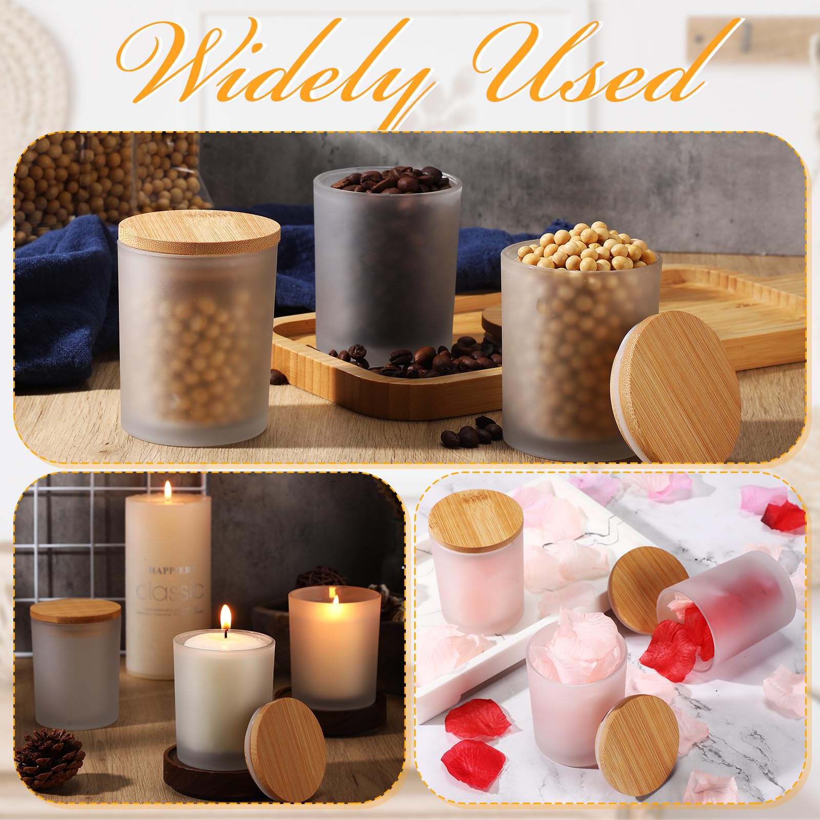 Tanlade 20 Pcs Sublimation Glass Tealight Candle Holders Bulk 7 oz Sublimation Glass Jar Frosted Candle Jars with Bamboo Lid Decorative Candle Containers for Making Candles Wedding Party Table Decor