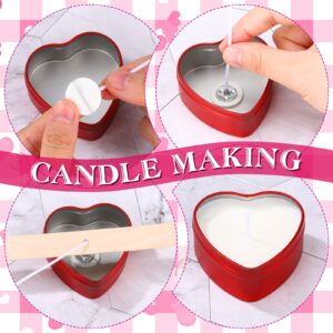 Vesici 12 Pack 2 oz Heart Shaped Metal Tins with Lids Empty Candle Jars Candle Containers Cans for Making Candles Heart Box for Mother's Day Candies Presents Gifts Home Supplies(Red)