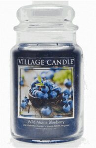 village candle wild maine blueberry large glass apothecary jar scented candle, 21.25 oz, dark blue