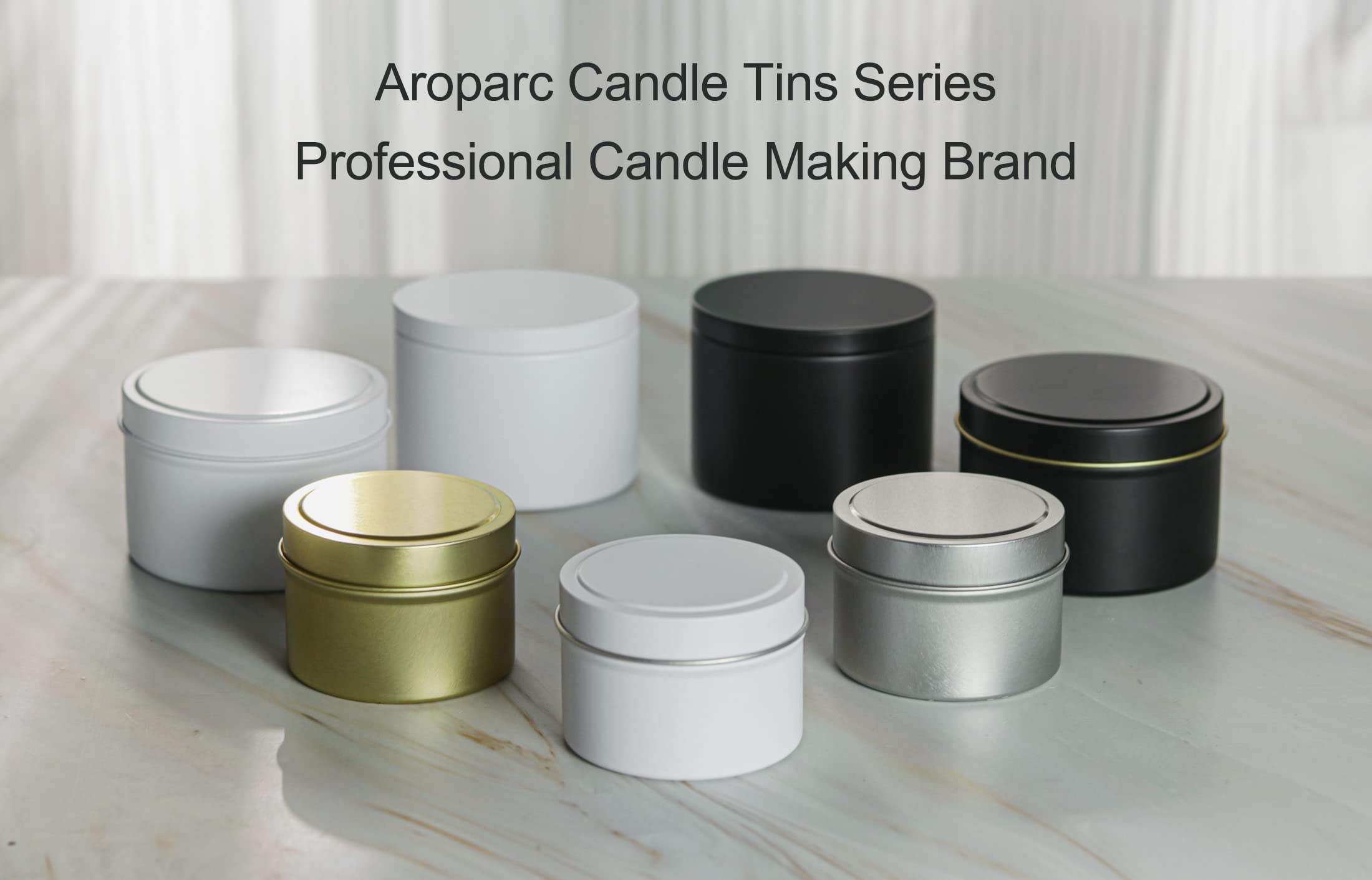 Aroparc Candle Tins 8oz with Lids, 24 Pack Seamless Bulk Candle Containers for Candle Making Supplies Wholesale Empty Candle Jars - Black