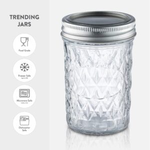 Paksh Novelty Mason Jars - Food Storage Container - 6-Pack - Airtight Container for Pickling, Canning, Candles, Home Decor, Overnight Oats, Fruit Preserves, Jam or Jelly