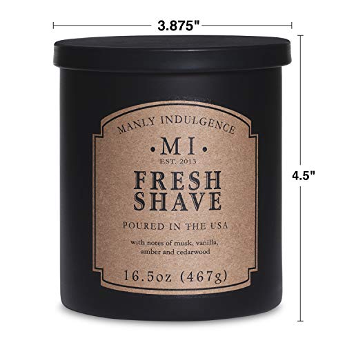 Manly Indulgence Fresh Shave Jar Candle 16.5 oz - Musk, Vanilla & Bergamot - Woodsy Amber & Cedarwood - Up to 60 Hour Burn - Soy Blend Wax, USA Poured