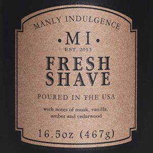 Manly Indulgence Fresh Shave Jar Candle 16.5 oz - Musk, Vanilla & Bergamot - Woodsy Amber & Cedarwood - Up to 60 Hour Burn - Soy Blend Wax, USA Poured