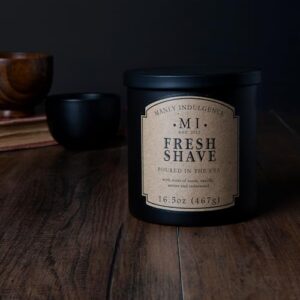 Manly Indulgence Fresh Shave Jar Candle 16.5 oz - Musk, Vanilla & Bergamot - Woodsy Amber & Cedarwood - Up to 60 Hour Burn - Soy Blend Wax, USA Poured