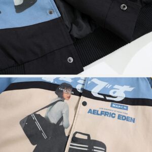 Aelfric Eden Men's Varsity Jacket Harajuku Vintage Graphic Baseball Jacket Unisex Coats Streetwear