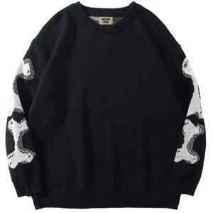 Aelfric Eden Mens Long Sleeve Van Gogh Printed Cable Knit Sweaters Casual Oversized Sweater Pullover