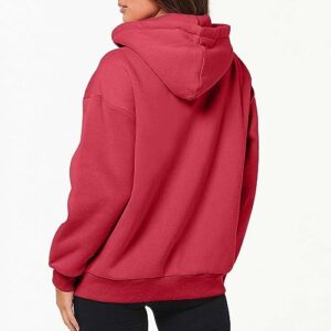 prime deals of the day today only clearance crewneck sweatshirts Womens Zip Up y2k Hoodies Fall Fashion Oversized Long Sleeve Hooded Sweatshirt Casual Lightweight Jacket With Pockets Red M