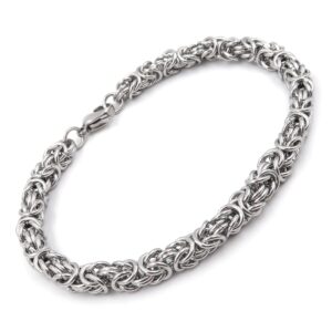 steelmeup stainless steel round byzantine chain bracelet unisex men women 6mm 8inch