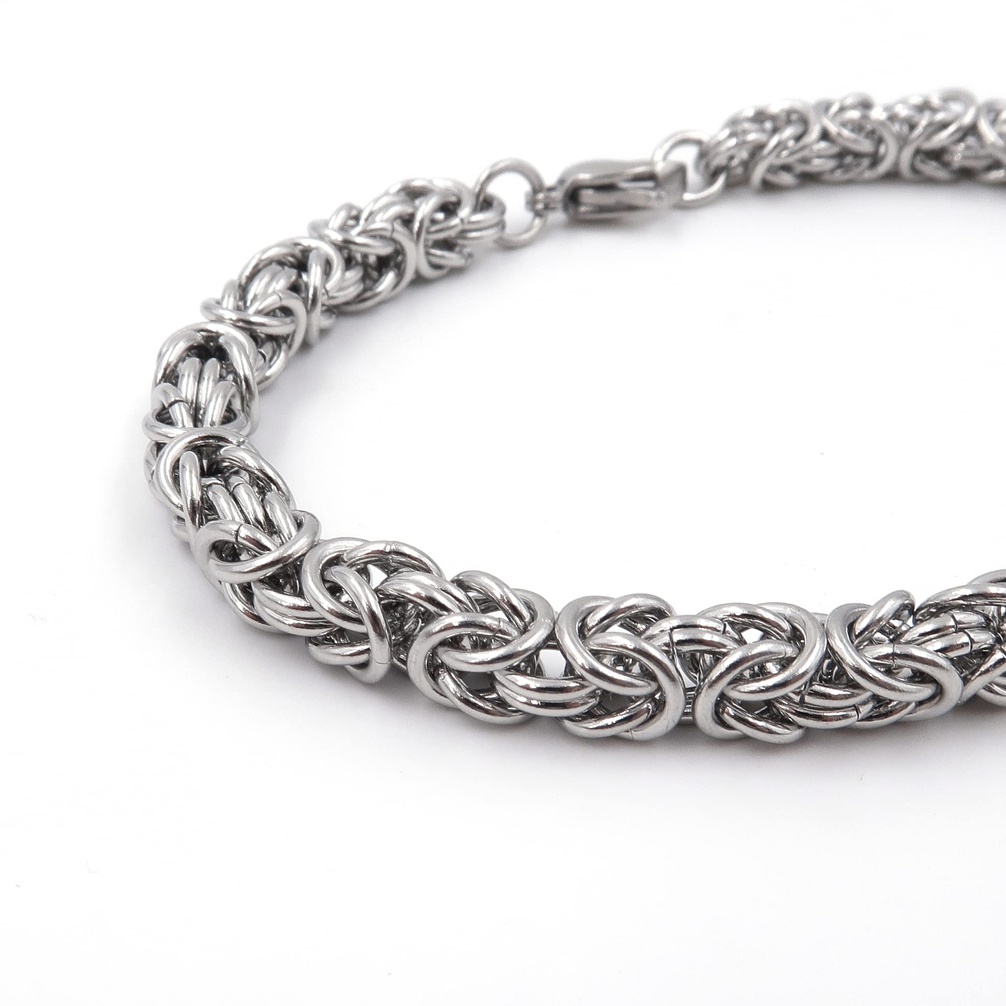 Steelmeup Stainless Steel Round Byzantine Chain Bracelet Unisex Men Women 6mm 8inch