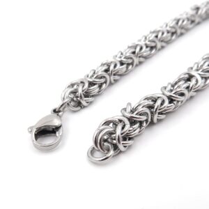 Steelmeup Stainless Steel Round Byzantine Chain Bracelet Unisex Men Women 6mm 8inch