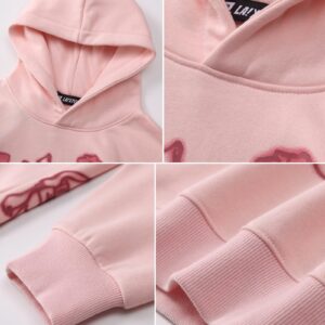 Laixton Men's Oversized Hoodie Pullover Unisex Graphic Sweatshirts Hoodies Casual Tunic Anime Streetwear Aesthetic Top Pink