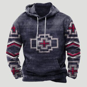 Muscularfit todays daily deals Mens Hoodies Pullover Lightweight Western Aztec Ethnic Hooded Sweatshrits Casual Slim Ethnic Print Graphic Hoodie vintage crewneck sweatshirt men Navy M