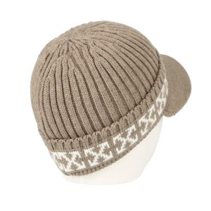 WITHMOONS Winter Knit Visor Beanie Hat Baseball Watch Cap CRQ1102 (Brown)