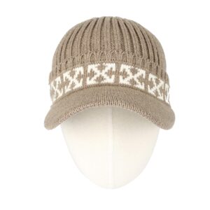 WITHMOONS Winter Knit Visor Beanie Hat Baseball Watch Cap CRQ1102 (Brown)