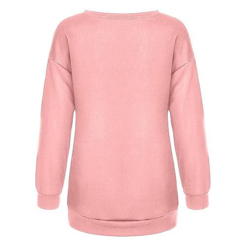 DOLKFU my orders placed recently by me long sweatshirts for women Women Long Sleeve Fashion Pullover Cute Flower Graphic Hoodies Sweatshirts Oversized Crewneck Sweatshirt Pink L