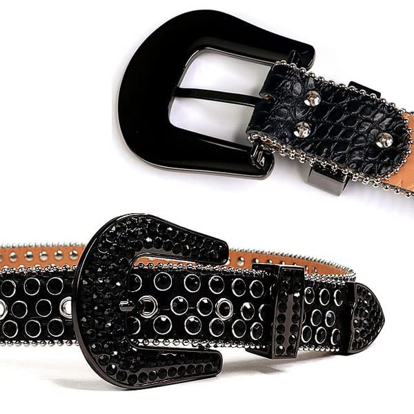 Studded Rhinestone Belts Men Women Fashionable Sparkly Diamond Belt Shiny Crystals Inlaid Design Leather Diamond Belt, Shiny Belts Rhinestone Black Gold Silver Belt for Wedding Party Gifts