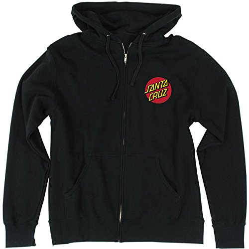 SANTA CRUZ Men's Zip Up Hooded Sweatshirt Classic Dot Skate Zip Up Sweatshirt - Black, Size: XX-Large