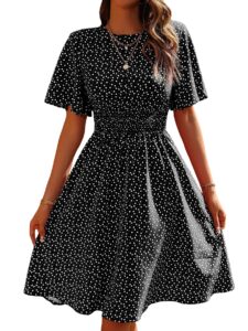 floerns women's confetti heart print butterfly sleeve flared a line midi dress black and white xl