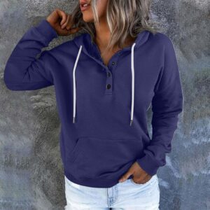 prime deals today clearance Beach Hoodies For Women Dressy Casual Hoodies For Women Long Sleeve Pullover Tops Drawstring Hooded Sweatshirts Fall Fashion Outfits 2023 Navy M