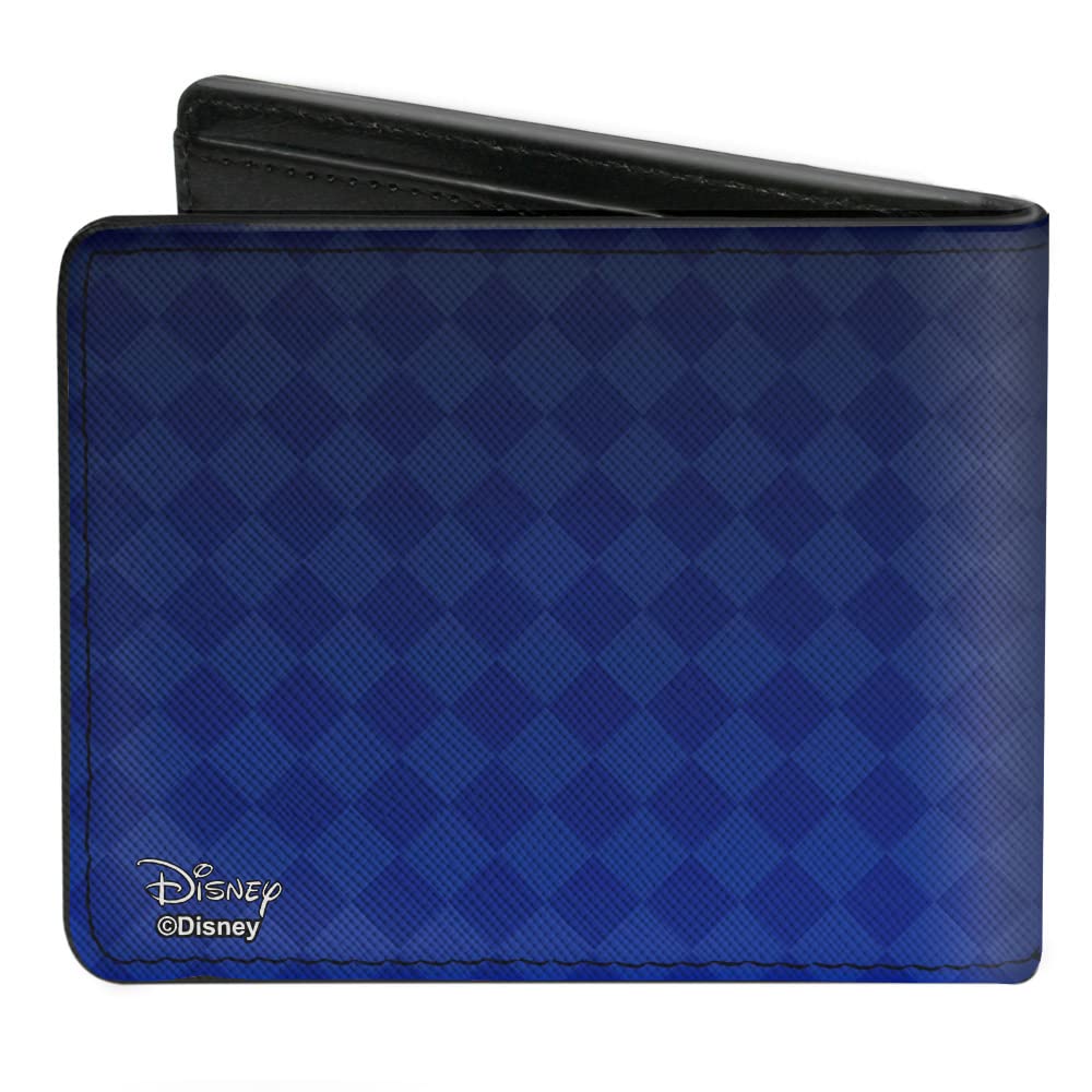 Buckle-Down Men's Disney Wallet, Bifold, Kingdom Hearts II Logo Blues Silvers, Vegan Leather, 4.0" x 3.5"