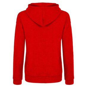 deals of the day cropped sweatshirt Women's Loose Fit Long Sleeve Hooded Sweatshirts Fashion Heart Graphic Design Pullover Lightweight Sweatshirts Red L