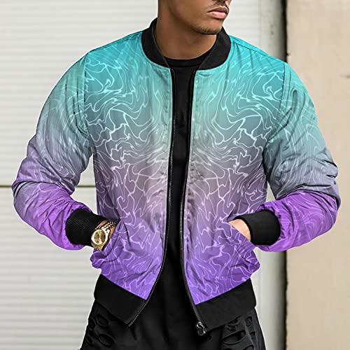 GIANTHONG Trench Coat Men Color Block Zip Up Hoodie Men Bubble Jacket Y2k Sweater Halloween Sweatshirts Jackets Zip Hoodie Coat Men Button Down Sweater Men Leather Jacket Custom Hoodies(Purple,Large)