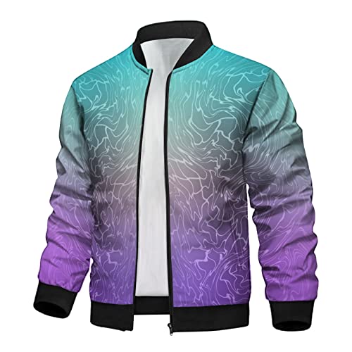 GIANTHONG Trench Coat Men Color Block Zip Up Hoodie Men Bubble Jacket Y2k Sweater Halloween Sweatshirts Jackets Zip Hoodie Coat Men Button Down Sweater Men Leather Jacket Custom Hoodies(Purple,Large)