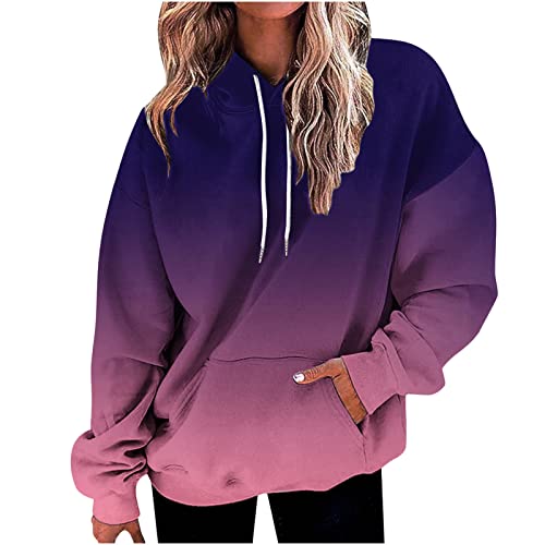 lightning deals of the day prime today only Scuba Dupes Sweatshirt Oversized Hoodies Sweatshirt For Women Fall Trendy 2023 Teen Girls y2k Clothes Long Sleeve Gradient Pullover Hoodie Purple 3X