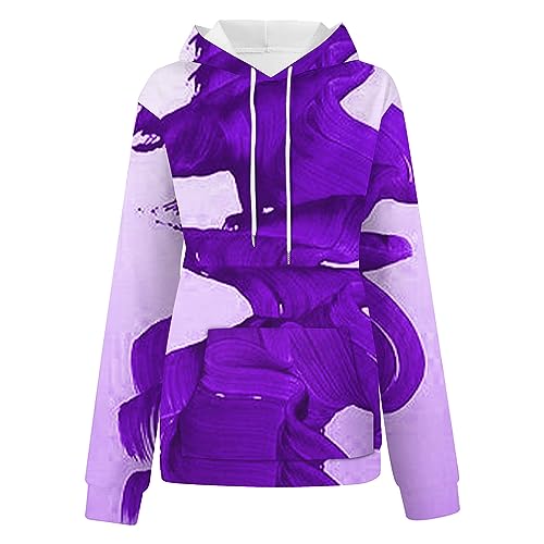 DOLKFU your orders womens sweatshirts and hoodies Women's Oversized Long Sleeve Casual Hooded Sweatshirts Drawstring Fashion Tie Dye Pullover Casual Sweatshirts Purple S