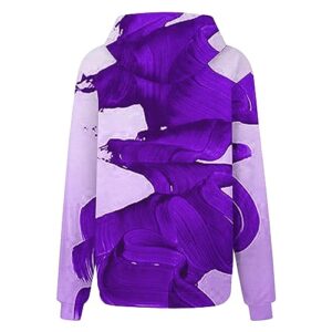 DOLKFU your orders womens sweatshirts and hoodies Women's Oversized Long Sleeve Casual Hooded Sweatshirts Drawstring Fashion Tie Dye Pullover Casual Sweatshirts Purple S