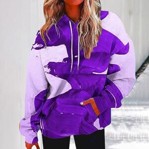 DOLKFU your orders womens sweatshirts and hoodies Women's Oversized Long Sleeve Casual Hooded Sweatshirts Drawstring Fashion Tie Dye Pullover Casual Sweatshirts Purple S