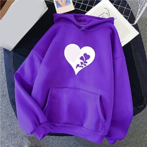 SMIDOW deals of the day lightning deals today prime Women's Cute Heart Fleece Hooded Sweatshirts Fall Teen Girl Hoodies Pullover Tops Fall Outfits 2023 Winter Clothes Purple 3X