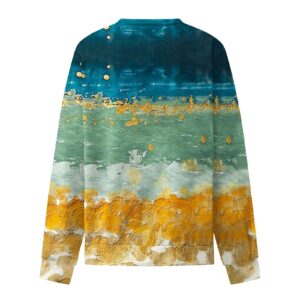 prime deals of the day today only clearance Scuba Dupes Sweatshirt Womens Crewneck Sweatshirt Lightweight Long Sleeve Tunic Gradient Tie Dye Pullover Sweater Shirt Fall y2k Clothes Yellow S