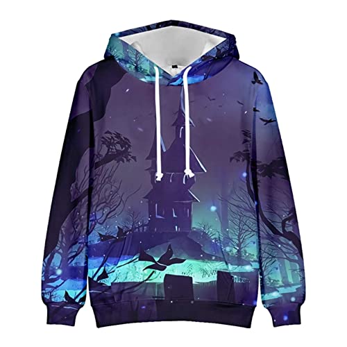 prime early access lightning deals today Halloween Sweatshirt Men 2023 Drawstring Loose Fit Long Sleeve Pullover Hoodies Causal Print Halloween Costume zip up hoodies for men graphic design Blue 4X