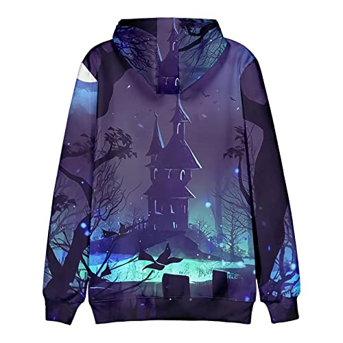 prime early access lightning deals today Halloween Sweatshirt Men 2023 Drawstring Loose Fit Long Sleeve Pullover Hoodies Causal Print Halloween Costume zip up hoodies for men graphic design Blue 4X