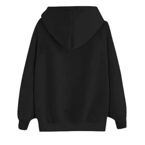 SMIDOW deal of the day Holiday Sweatshirts For Women Womens Oversized Hoodies Sweatshirts Fleece Hooded Pullover Tops Sweaters Casual Fall Fashion Outfits 2023 y2k Clothes Black S