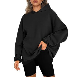 SMIDOW deal of the day Holiday Sweatshirts For Women Womens Oversized Hoodies Sweatshirts Fleece Hooded Pullover Tops Sweaters Casual Fall Fashion Outfits 2023 y2k Clothes Black S