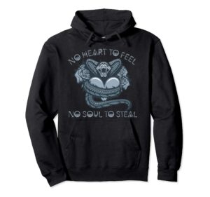no heart to feel no soul to steal snake heart pullover hoodie