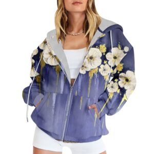 lightning deals of today Fuzzy Hoodies For Women Womens Fleece Zip Up Jacket Lightweight Fall Jackets y2k Clothes Teen Girls Trendy Hoodies Sweatshirts With Pockets Blue S