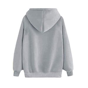 SMIDOW amazon shopping online website Womens Hooded Sweatshirts Y2K Clothes Cute Teen Girl Fall Casual Drawstring Fleece Hoodies with Pockets brown sweater for women Gray 2X